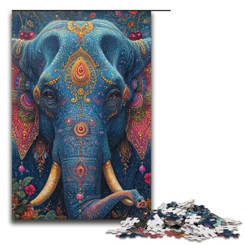 1000teiliges Puzzle für Erwachsene buntes ElefantenPuzzle für Lernspiele Herausforderung Spielzeug Kunstwerk Geschenk 1000 Teile (38 x 26 cm) von ouynngjing