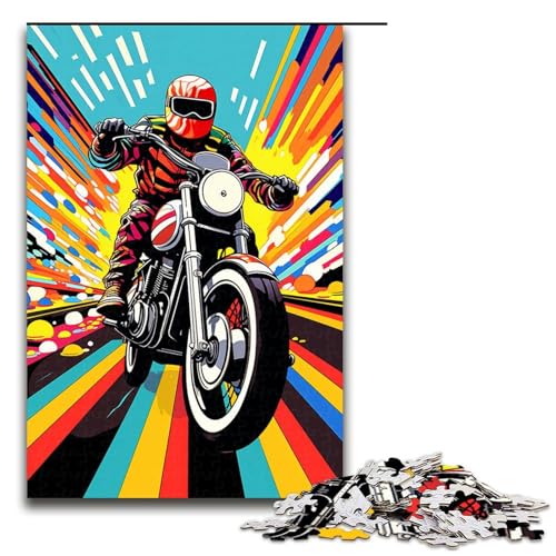 1000teiliges Puzzle für Erwachsene buntes MotorradRennfahrerHolzpuzzle Lernspiel für Erwachsene Herausforderungsspielzeug 1000 Teile (75 x 50 cm) von ouynngjing