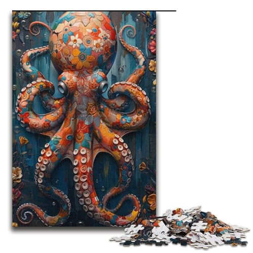 1000teiliges Puzzle für Erwachsene buntes OktopusPuzzle für Erwachsene Holzpuzzle anspruchsvolles Spiel 1000 Teile (38 x 26 cm) von ouynngjing