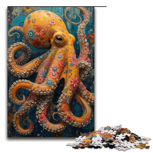 1000teiliges Puzzle für Erwachsene buntes OktopusPuzzle für Erwachsene Holzpuzzle anspruchsvolles Spiel 1000 Teile (75 x 50 cm) von ouynngjing