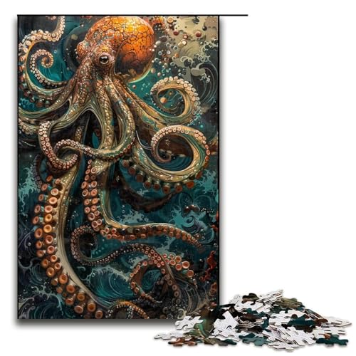 1000teiliges Puzzle für Erwachsene buntes OktopusPuzzle für Erwachsene Holzpuzzle anspruchsvolles Spiel 1000 Teile (75 x 50 cm) von ouynngjing