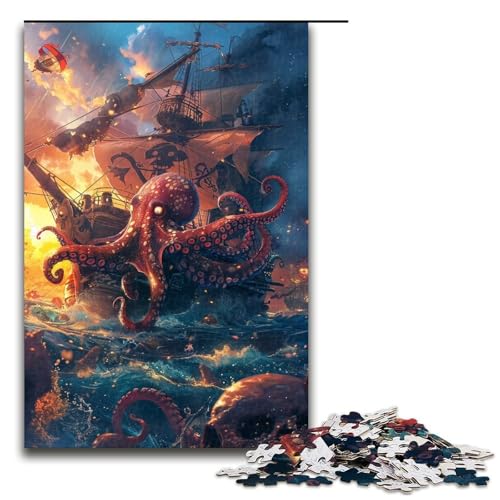 1000teiliges Puzzle für Erwachsene buntes OktopusPuzzle für Kinder Holzpuzzle Lernspiel für Erwachsene 1000 Teile (75 x 50 cm) von ouynngjing