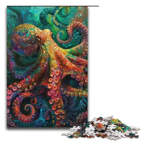 1000teiliges Puzzle für Erwachsene buntes OktopusPuzzle für Lernspiele Herausforderung Spielzeug Kunstwerk Geschenk 1000 Teile (38 x 26 cm) von ouynngjing