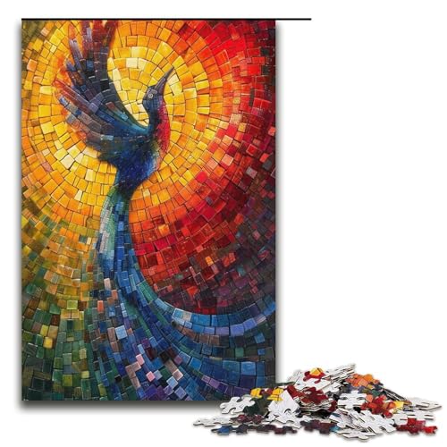 1000teiliges Puzzle für Erwachsene buntes PfauenPuzzle für Erwachsene Holzpuzzle anspruchsvolles Spiel 1000 Teile (38 x 26 cm) von ouynngjing