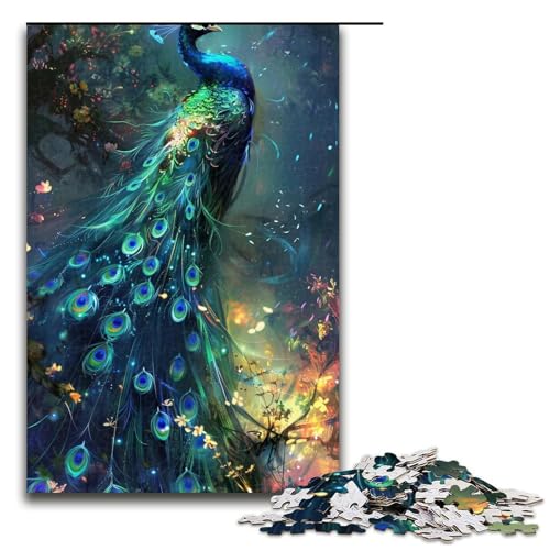 1000teiliges Puzzle für Erwachsene buntes PfauenPuzzle praktisches Spiel 1000 Teile (75 x 50 cm) von ouynngjing