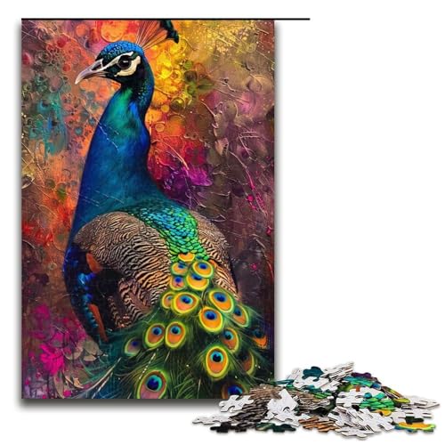 1000teiliges Puzzle für Erwachsene buntes PfauenPuzzlespiel perfekte Dekoration für Teenager ab 14 Jahren 1000 Teile (75 x 50 cm) von ouynngjing