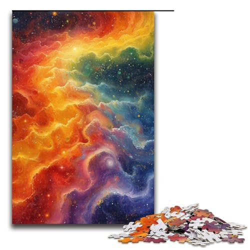 1000teiliges Puzzle für Erwachsene buntes Universum Holzpuzzle für Erwachsene Lernspiel Herausforderungsspielzeug 1000 Teile (75 x 50 cm) von ouynngjing