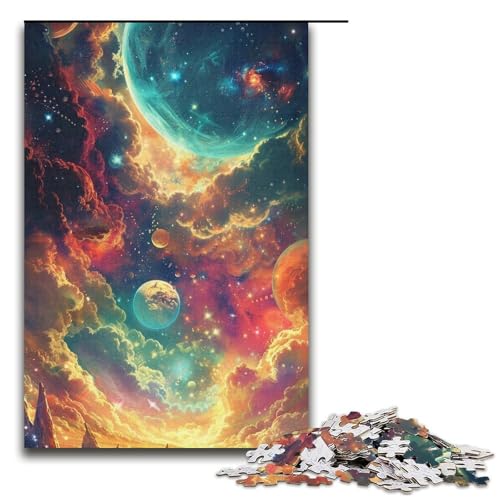 1000teiliges Puzzle für Erwachsene buntes UniversumPlanetenPuzzle praktisches Spiel 1000 Teile (38 x 26 cm) von ouynngjing