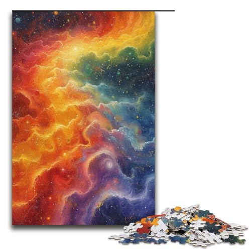 1000teiliges Puzzle für Erwachsene buntes UniversumPuzzle für Erwachsene Holzpuzzle anspruchsvolles Spiel 1000 Teile (38 x 26 cm) von ouynngjing