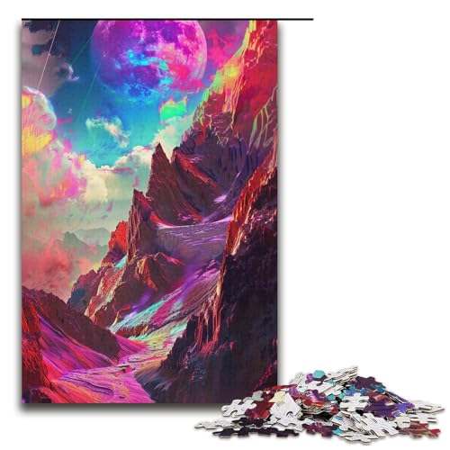 1000teiliges Puzzle für Erwachsene buntes VulkanPuzzle für Erwachsene Holzpuzzle anspruchsvolles Spiel 1000 Teile (38 x 26 cm) von ouynngjing