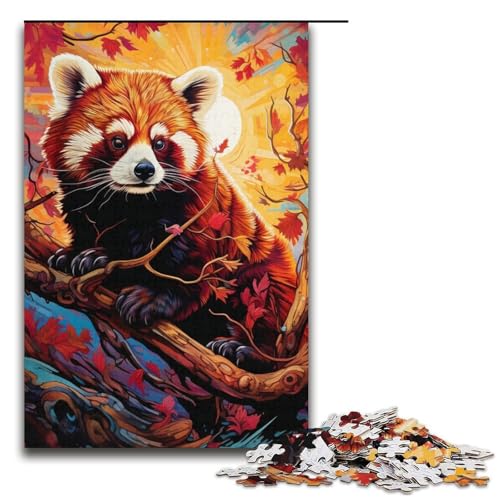 1000teiliges Puzzle für Erwachsene buntes rotes PandaPuzzle für Erwachsene Holzpuzzle anspruchsvolles Spiel 1000 Teile (38 x 26 cm) von ouynngjing