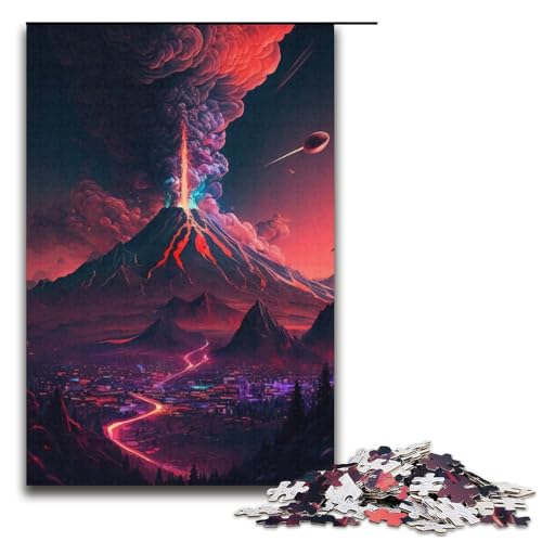 1000teiliges Puzzle für Erwachsene dunkelblaue und rote Wolken Puzzle für Lernspiele Herausforderung Spielzeug Kunstwerk Geschenk 1000 Teile (38 x 26 cm) von ouynngjing