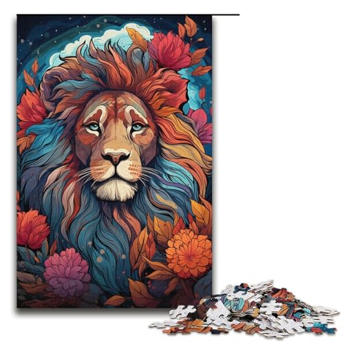 1000teiliges Puzzle für Erwachsene farbenfrohe psychedelische LöwenPuzzles Geburtstagsgeschenk Geschenke für Teenager ab 14 Jahren 1000 Teile (38 x 26 cm) von ouynngjing