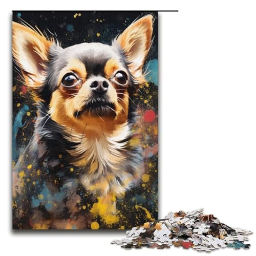 1000teiliges Puzzle für Erwachsene farbenfrohes ChihuahuaPuzzle Geburtstagsgeschenk für Teenager ab 14 Jahren 1000 Teile (38 x 26 cm) von ouynngjing