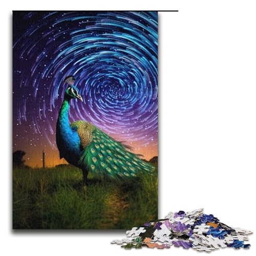 1000teiliges Puzzle für Erwachsene farbenfrohes PfauenPuzzle für Kinder Holzpuzzle Lernspiel für Erwachsene 1000 Teile (38 x 26 cm) von ouynngjing
