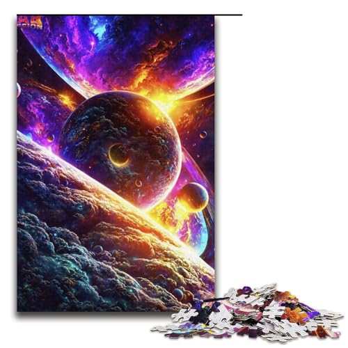 1000teiliges Puzzle für Erwachsene farbenfrohes UniversumPuzzle für Erwachsene Holzpuzzle anspruchsvolles Spiel 1000 Teile (38 x 26 cm) von ouynngjing