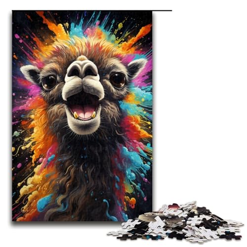 1000teiliges Puzzle für Erwachsene geheimnisvolles Gemälde AlpakaHolzpuzzle Lernspiel für Erwachsene Herausforderungsspielzeug 1000 Teile (75 x 50 cm) von ouynngjing