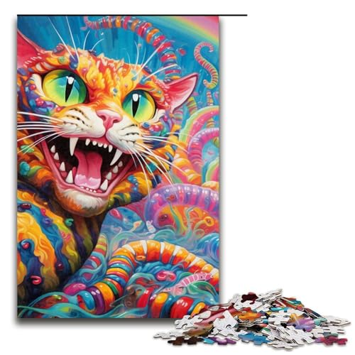 1000teiliges Puzzle für Erwachsene magische Kunst KatzenPuzzle für Erwachsene Holzpuzzle anspruchsvolles Spiel 1000 Teile (75 x 50 cm) von ouynngjing