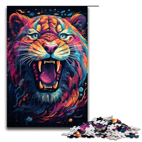 1000teiliges Puzzle für Erwachsene majestätisches Gemälde TigerPuzzle für Erwachsene Holzpuzzle anspruchsvolles Spiel 1000 Teile (75 x 50 cm) von ouynngjing