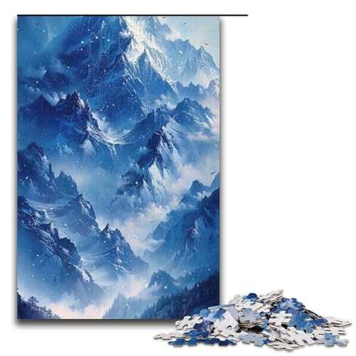 1000teiliges Puzzle für Erwachsene mit Buntem Schneeberg Spaß für die ganze Familie Familienspiel Stressabbau schwieriges Herausforderungspuzzle 1000 Teile (38 x 26 cm) von ouynngjing