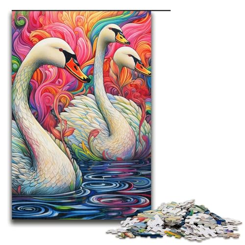 1000teiliges Puzzle für Erwachsene psychedelische Kunst SchwanenPuzzle Geschenke Geburtstagsgeschenke für Teenager ab 14 Jahren 1000 Teile (75 x 50 cm) von ouynngjing