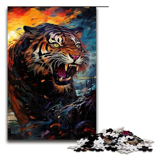 1000teiliges Puzzle für Erwachsene psychedelisches TierTigerPuzzle für Lernspiele Herausforderung Spielzeug Kunstwerk Geschenk 1000 PCS (75 x 50 cm) von ouynngjing