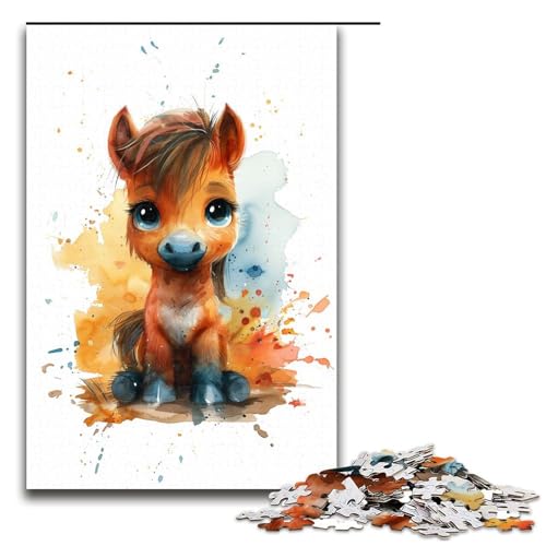 1000teiliges Puzzle für Erwachsene süßes BabyPonyPuzzle für Erwachsene Holzpuzzle anspruchsvolles Spiel 1000 Teile (75 x 50 cm) von ouynngjing