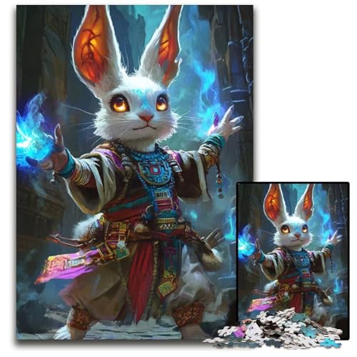 1000teiliges Puzzle für Erwachsene weißes Kaninchen Magier Holzpuzzle Familienaktivität DIY Heimdekoration 1000 Teile (75 x 50 cm) von ouynngjing
