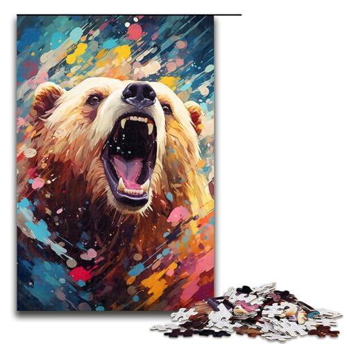 1000teiliges Puzzle für Erwachsene. Buntes psychedelisches BärenPuzzle für Erwachsene. Holzpuzzle. Anspruchsvolles Spiel. 1000 Teile (75 x 50 cm) von ouynngjing