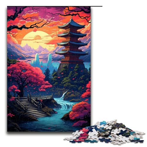 1000teiliges Puzzle im japanischen Stil Kunst und Landschaftspuzzle für Erwachsene Holzpuzzle anspruchsvolles Spiel 1000 Teile (75 x 50 cm) von ouynngjing