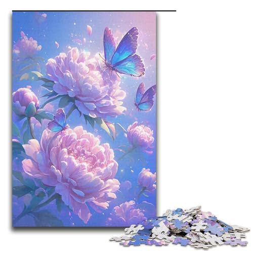 1000teiliges Puzzle mit Blumen und Schmetterlingen für Erwachsene und Kinder Holzpuzzle pädagogisches Spielzeug zum Stressabbau Puzzle 1000 Teile (38 x 26 cm) von ouynngjing