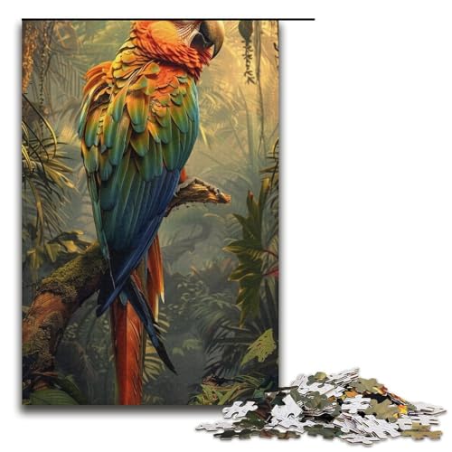 1000teiliges Puzzle mit Buntem Papagei für Kinder Holzpuzzle Heimkunstdekor 1000 Teile (38 x 26 cm) von ouynngjing