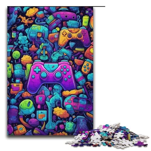 1000teiliges Puzzle mit Gamecontroller Holzpuzzle Lernspiele Heimdekoration 1000 Teile (38 x 26 cm) von ouynngjing