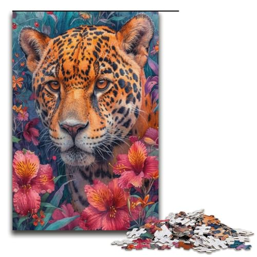 1000teiliges Puzzle mit Leopardenmotiv Holzpuzzle für Erwachsene und Kinder pädagogisches Spielzeug zum Stressabbau Puzzle 1000 Teile (38 x 26 cm) von ouynngjing