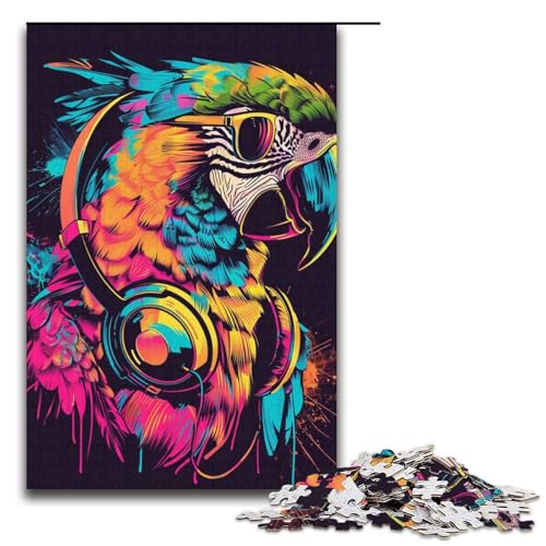 1000teiliges Puzzle mit Papagei und Sonnenbrille für Erwachsene unmögliches Puzzle zum Stressabbau für Teenager ab 14 Jahren 1000 Teile (38 x 26 cm) von ouynngjing