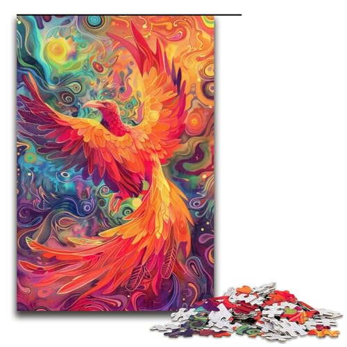 1000teiliges Puzzle mit Vogel Phönix für Erwachsene und Kinder Holzpuzzle pädagogisches Spielzeug zum Stressabbau Puzzle 1000 Teile (75 x 50 cm) von ouynngjing