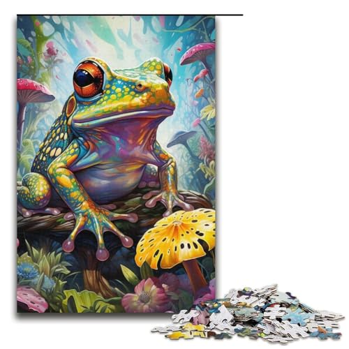 1000teiliges Puzzle mit bunten Laubfröschen Holzpuzzle Lernspiele Heimdekoration 1000 Teile (38 x 26 cm) von ouynngjing
