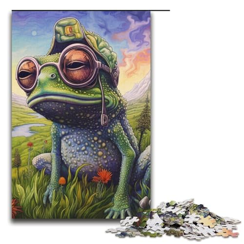 1000teiliges Puzzle mit bunten Laubfröschen für Erwachsene Holzpuzzle anspruchsvolles Spiel 1000 Teile (38 x 26 cm) von ouynngjing