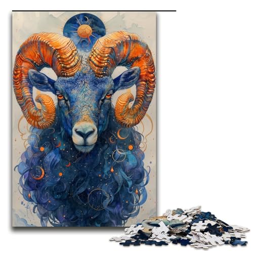 1000teiliges Puzzle mit bunten Schafen Holzpuzzle Lernspiele Heimdekoration 1000 Teile (75 x 50 cm) von ouynngjing