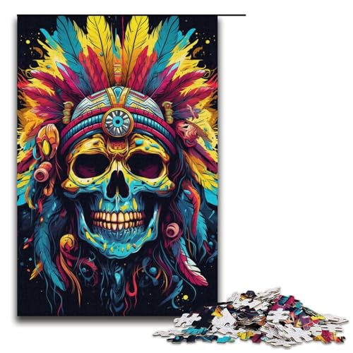 1000teiliges Puzzle mit indischem Totenkopf für Erwachsene Holzpuzzle anspruchsvolles Spiel 1000 Teile (38 x 26 cm) von ouynngjing
