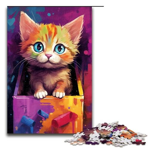 1000teiliges Puzzle mit süßer Katze Holzpuzzle Lernspiele Heimdekoration 1000 Teile (75 x 50 cm) von ouynngjing