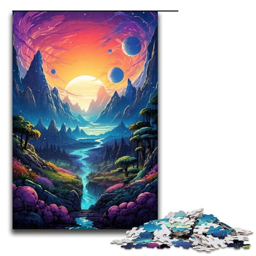 1000teiliges Puzzle mit wunderschöner Fantasielandschaft für Kinder Holzpuzzle Heimkunstdekor 1000 Teile (75 x 50 cm) von ouynngjing
