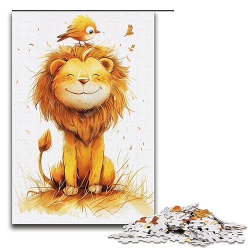 1000teiliges Puzzle niedlicher CartoonLöwe Holzpuzzle Lernspiele Heimdekoration 1000 Teile (38 x 26 cm) von ouynngjing