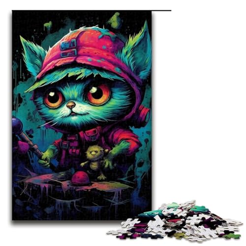 1000teiliges Puzzle süße Katze für Erwachsene und Kinder Holzpuzzle pädagogisches Spielzeug zum Stressabbau Puzzle 1000 Teile (75 x 50 cm) von ouynngjing