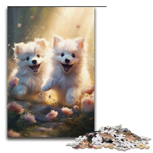 1000teiliges Puzzle süßes WelpenPuzzle für Erwachsene Holzpuzzle anspruchsvolles Spiel 1000 Teile (38 x 26 cm) von ouynngjing