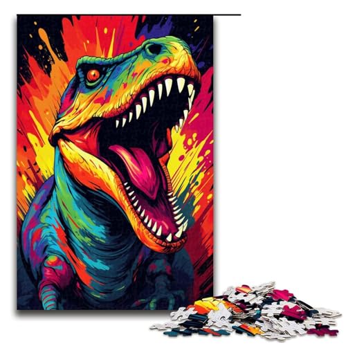 1000teiliges Puzzle wütender Dinosaurier Puzzle für Erwachsene Holzpuzzle Familienspiele 1000 Teile (75 x 50 cm) von ouynngjing
