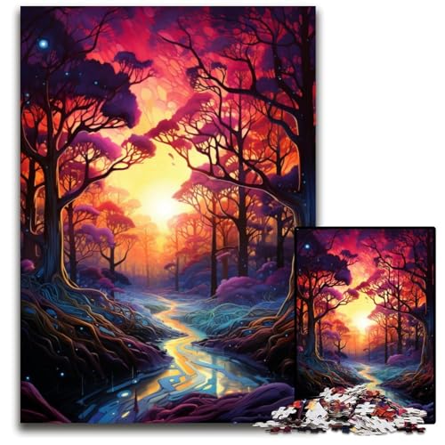 1000teiliges PuzzleGeschenk FantasieDschungellandschaft Holzpuzzle für Erwachsene Familienaktivität Denksportaufgabe Heimdekoration 1000 PCS (38 x 26 cm) von ouynngjing