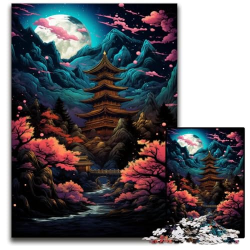 1000teiliges PuzzleGeschenk japanischer Wald bei Nacht anspruchsvolle Puzzles perfekte Dekoration für Zuhause oder das Büro 1000 Teile (75 x 50 cm) von ouynngjing