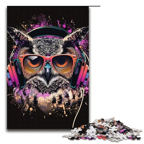 1000teiliges Puzzlespiel „Eule mit Sonnenbrille“ für Erwachsene geeignet für Paare und Teenager ab 14 Jahren 1000 Teile (38 x 26 cm) von ouynngjing
