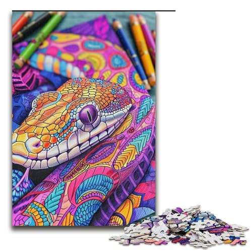 1000teiliges buntes Schlangenpuzzle für Erwachsene unmögliches Puzzle zum Stressabbau für Teenager ab 14 Jahren 1000 Teile (75 x 50 cm) von ouynngjing